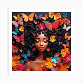 Black Girl With Butterflies 1 Art Print