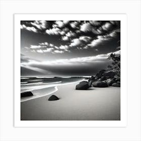 Black And White Beach 2 Art Print