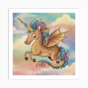 Unicorn Flying In The Sky Art Print