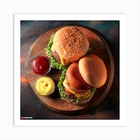 Burgers And Fries Art Print