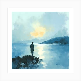 Man Standing By The Water Art Print