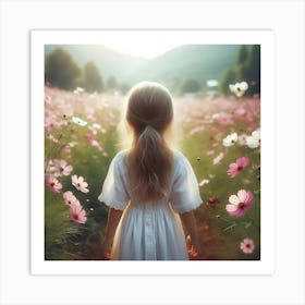 Little Girl In A Field Of Flowers 4 Art Print