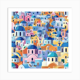 Colorful Greek Village Art Print