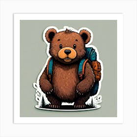 Bear With Backpack Art Print