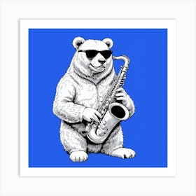 Bear Playing Saxophone Art Print