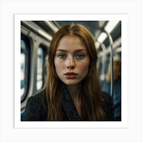 Girl On A Train Art Print
