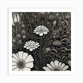 Black And White Flowers 3 Art Print