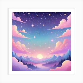 Sky With Twinkling Stars In Pastel Colors Square Composition 252 Art Print