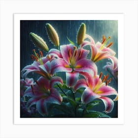 Lily In The Rain Art Print