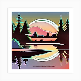 Sunset In The Forest Art Print