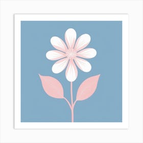 A White And Pink Flower In Minimalist Style Square Composition 133 Art Print