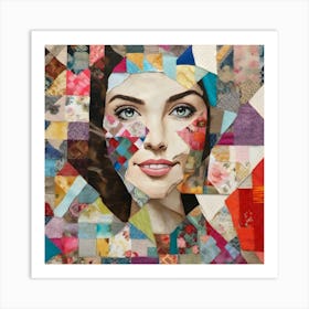 Patchwork Portrait Of A Woman 1 Art Print