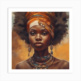 Wall Painting Of A Beautiful African Girl 2 Art Print