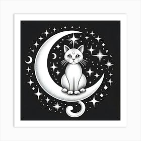Cat On The Moon 6 Art Print