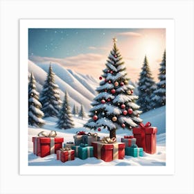Christmas Tree With Presents 6 Art Print