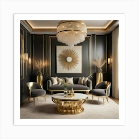 Black And Gold Living Room 3 Art Print