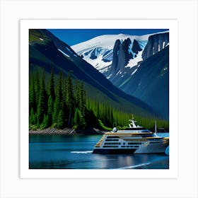 Cruise Ship In The Mountains Art Print