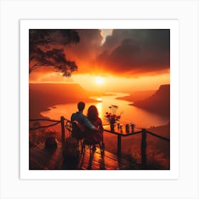 Couple At Sunset Art Print