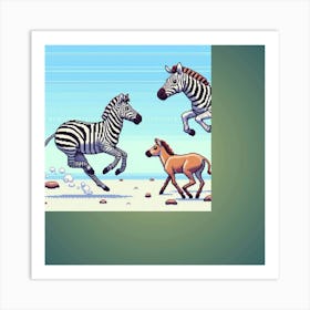 Zebras Running Art Print