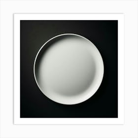 White Plate On Black Background 1 Art Print