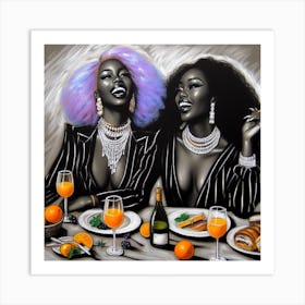 Two Women At A Table Art Print