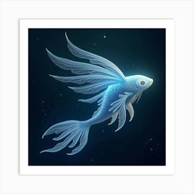 A Shimmering Sea Creature With Bioluminescent Scales And Flowing Fins 1 Art Print