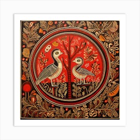 Traditional Painting, Oil On Canvas, Red Color Art Print