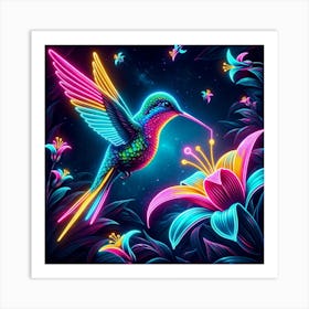 Neon Hummingbird Art Print