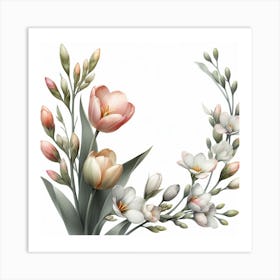 Tulips and Freesia 3 Art Print