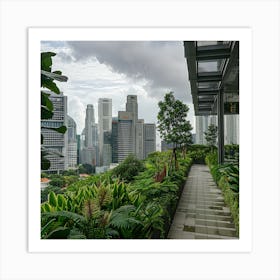 David Hockney Style. Rooftop Garden in Singapore 2 Art Print