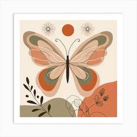 Boho Minimalist Butterfly Sq 4 Art Print