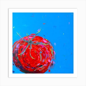 Tomato On Blue Square Art Print
