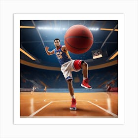 Basketball Player Dribbling 1 Art Print