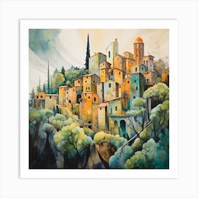 Chiaroscuro Charm: Watercolour Fusion in Italy Art Print