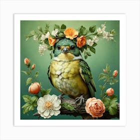 Bird In A Flower Crown 2 Art Print