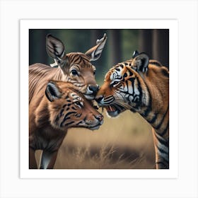 Tiger And Deer Art Print