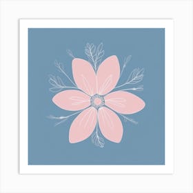 A White And Pink Flower In Minimalist Style Square Composition 276 Art Print