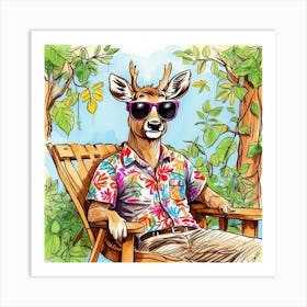 Deer In Sunglasses 10 Art Print