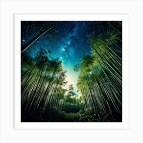 Firefly Moonlit Bamboo Forest Under A Starry Midnight Sky 28829 (2) Art Print