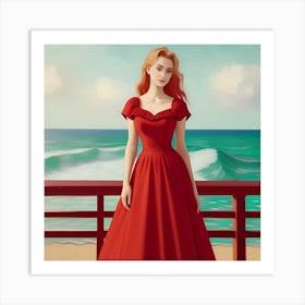 Gigi in Red Dress Art Print