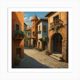 Cobblestone Street Art Print