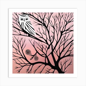 Tree And Owl Art Print