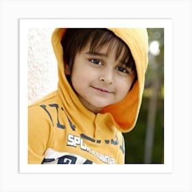 Boy In Yellow Hoodie Art Print