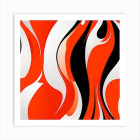 Abstract Red And White Swirls Art Print