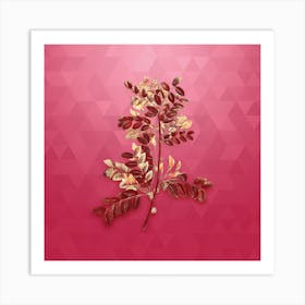 Vintage Siberian Pea Tree Botanical in Gold on Viva Magenta n.0125 Art Print