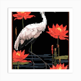 Crane In Water 1 Art Print