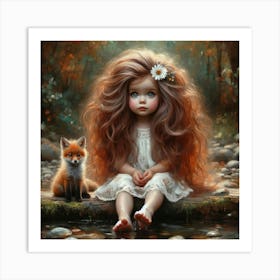 Little Girl With A Fox Art Print