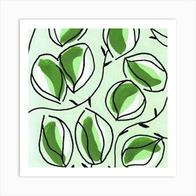 Seed Pods Square Green Art Print