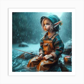 Elf In The Rain Art Print