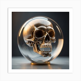 Skull In Glass Ball Art Print